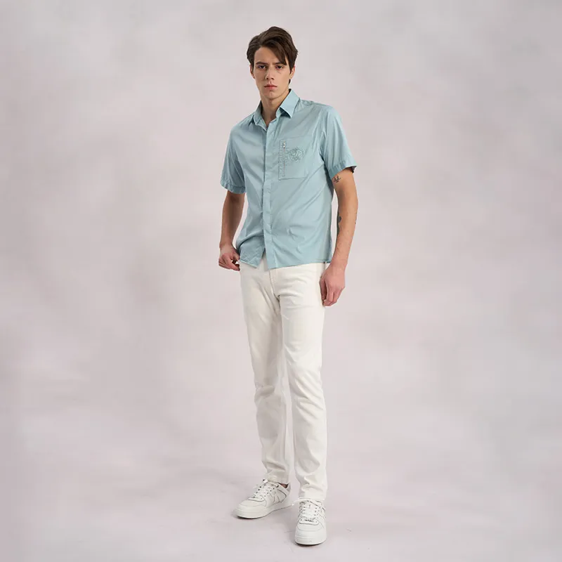 RARE Short Sleeved Shirt Men's Blue-6
