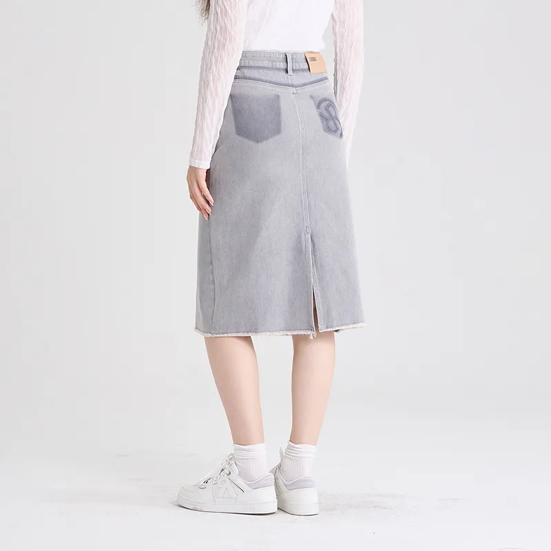 RARE Denim Long Skirts Women's Gray-3