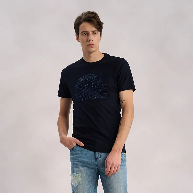 RARE Short Sleeved T Shirts Men's Navy Blue-5