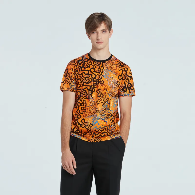 RARE Short Sleeved T Shirts Men's Orange-3