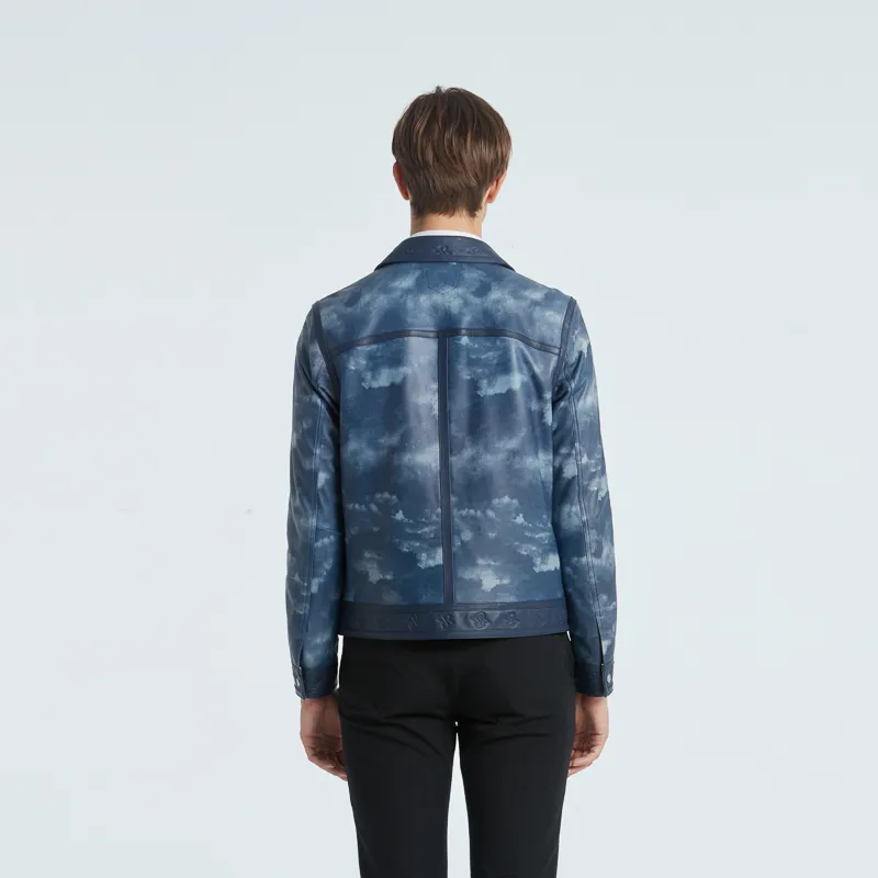 RARE Leather Jackets Men Blue-3