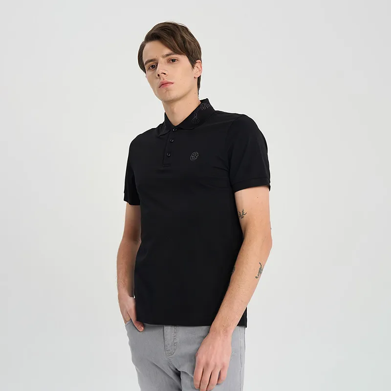 RARE Short Sleeved Polo Shirt Men's Black-4