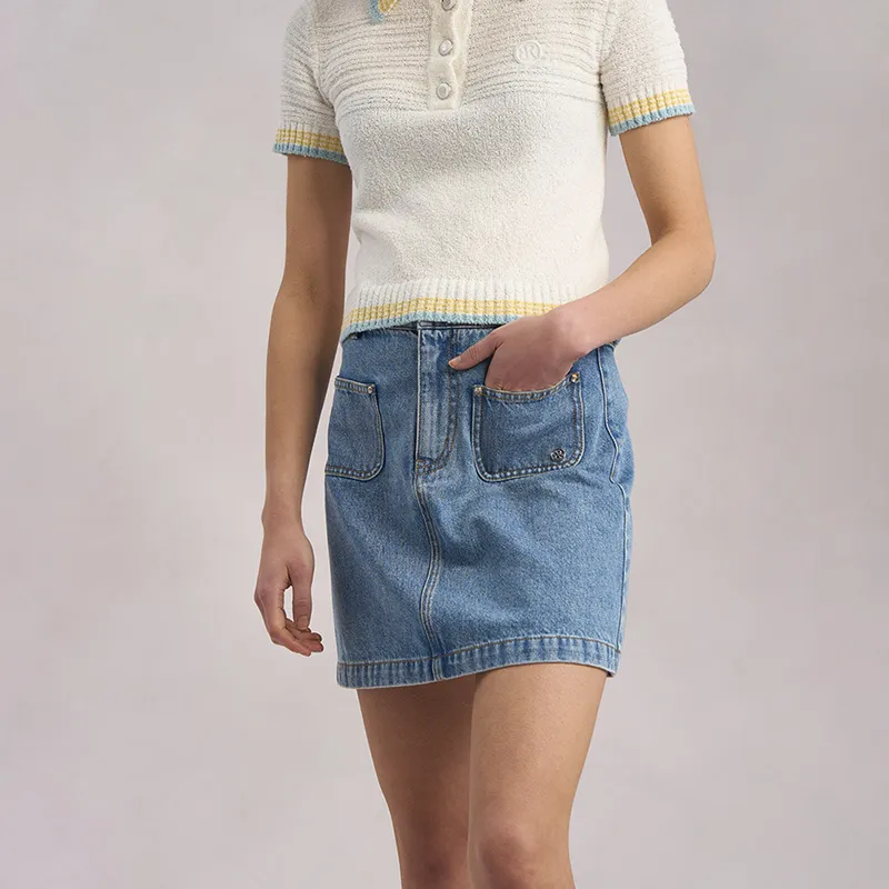 RARE Denim Short Skirts Women's Blue-4