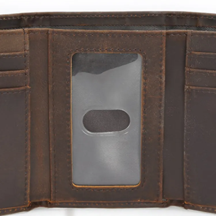 Mulinsen Top Grain Cow Leather Wallet Regular Men's Black/Dark Brown-3