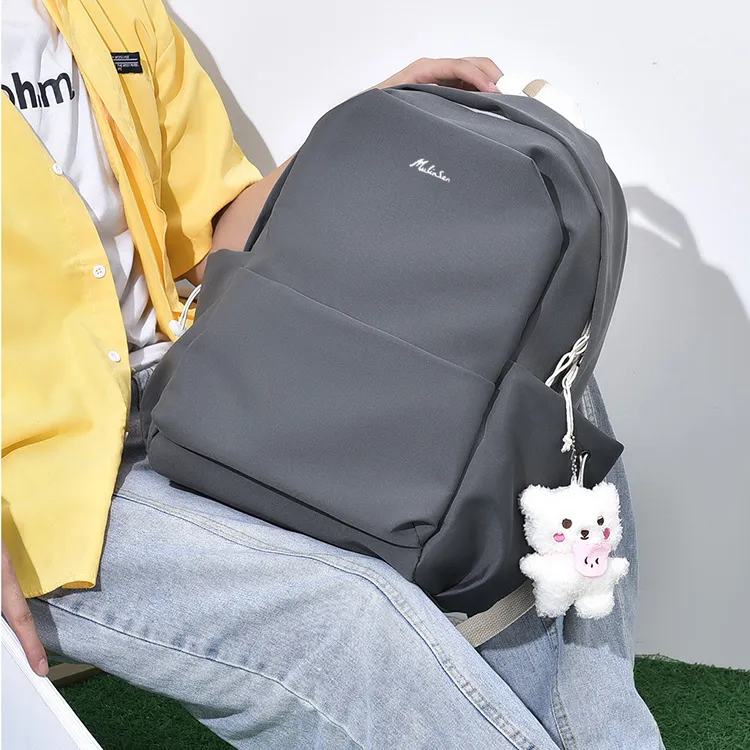 Mulinsen Nylon Backpack Regular Unisex Black/Khaki/Gray/Blue/Pink-4