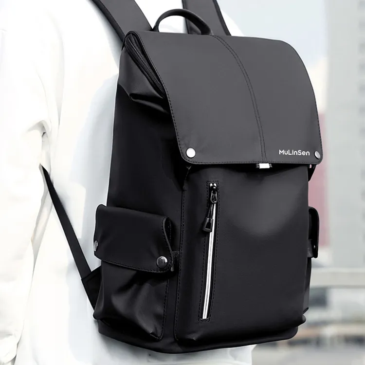 Mulinsen Oxford Backpack Laptop Bag Regular Unisex Black/Gray-1