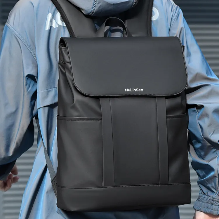 Mulinsen Polyester With PU Backpack Unisex Black/Gray-1