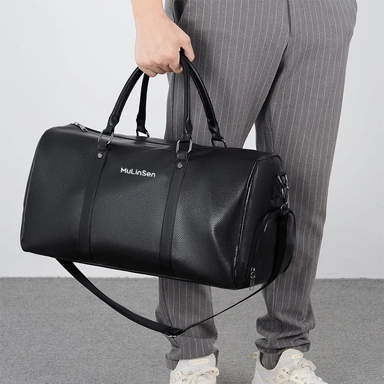 Mulinsen PVC Travel Bag Unisex Black/Brown-2