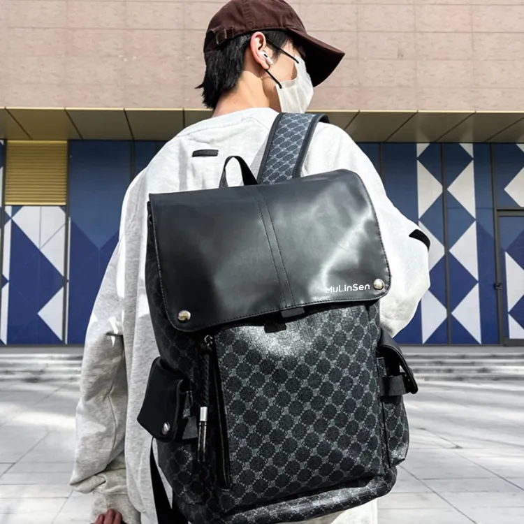 Mulinsen PU Backpack Unisex Pattern Black-1