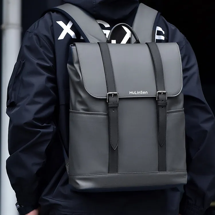 Mulinsen Polyester Laptop Bag Backpack Regular Unisex Black/Gray-4