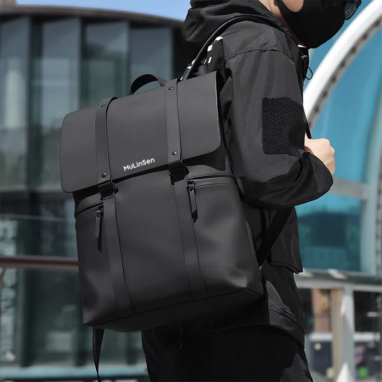 Mulinsen PU Backpack Handbag Regular Unisex Black/Gray/Dazzling Color-2