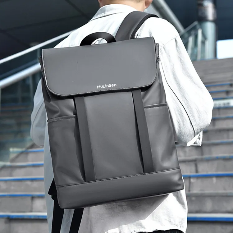 Mulinsen Polyester With PU Backpack Unisex Black/Gray-4