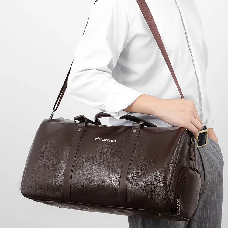 Mulinsen PVC Travel Bag Unisex Black/Brown-4