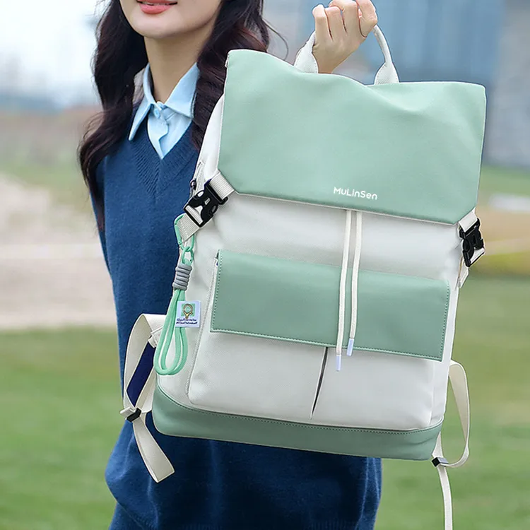 Mulinsen Oxford Backpack Unisex Black & White/Black/Green/Pink-4