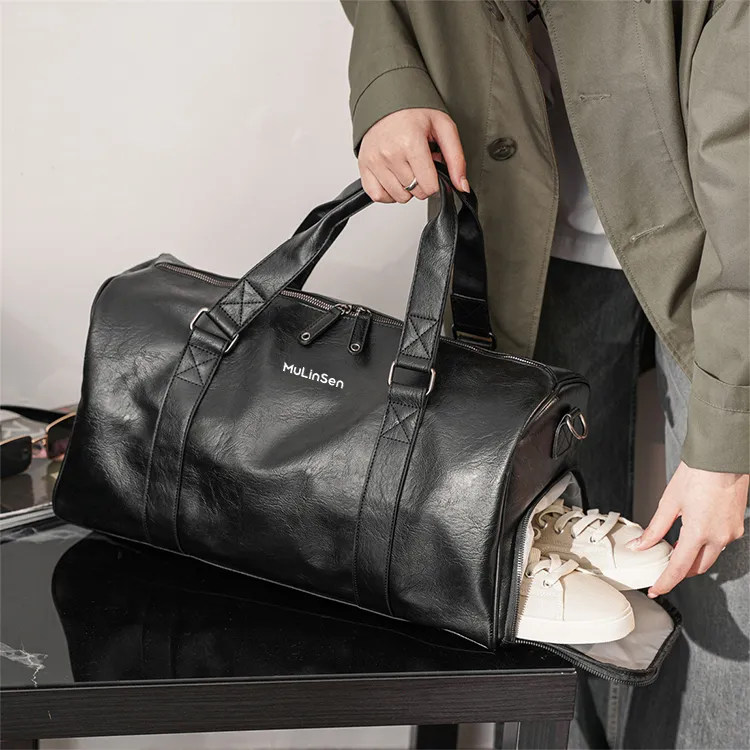 Mulinsen Polyester With PU Travel Bag Unisex Black-2