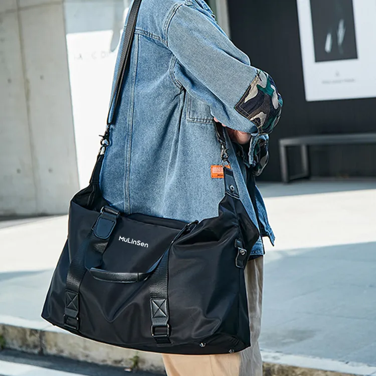 Mulinsen Nylon With Polyester Shoulder Bag, Crossbody Bag, Handbag Unisex Black-2