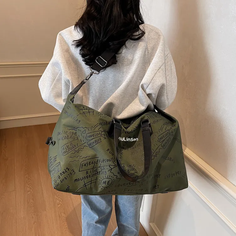 Mulinsen Polyester Travel Bag Unisex Black/Gray/Green-5