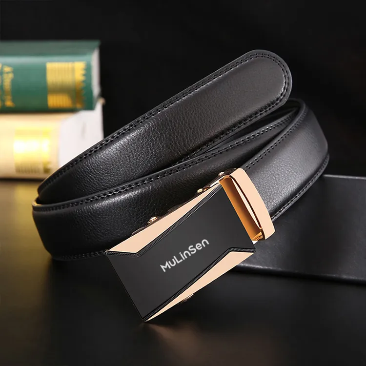 Mulinsen Cow Leather Belts Men's Width 3.5CM-3