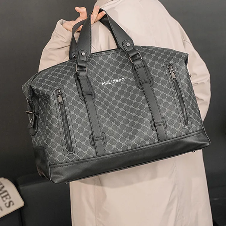 Mulinsen PU One Shoulder Crossbody Handbag, Travel Bag Unisex Pattern Black-3