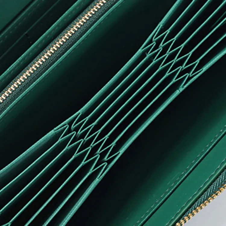 Mulinsen Polyester With Cow Leather Wallet Unisex Black/Green-2