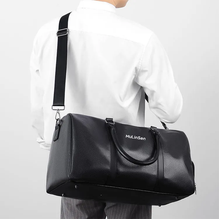 Mulinsen PVC Travel Bag Unisex Black/Brown-1