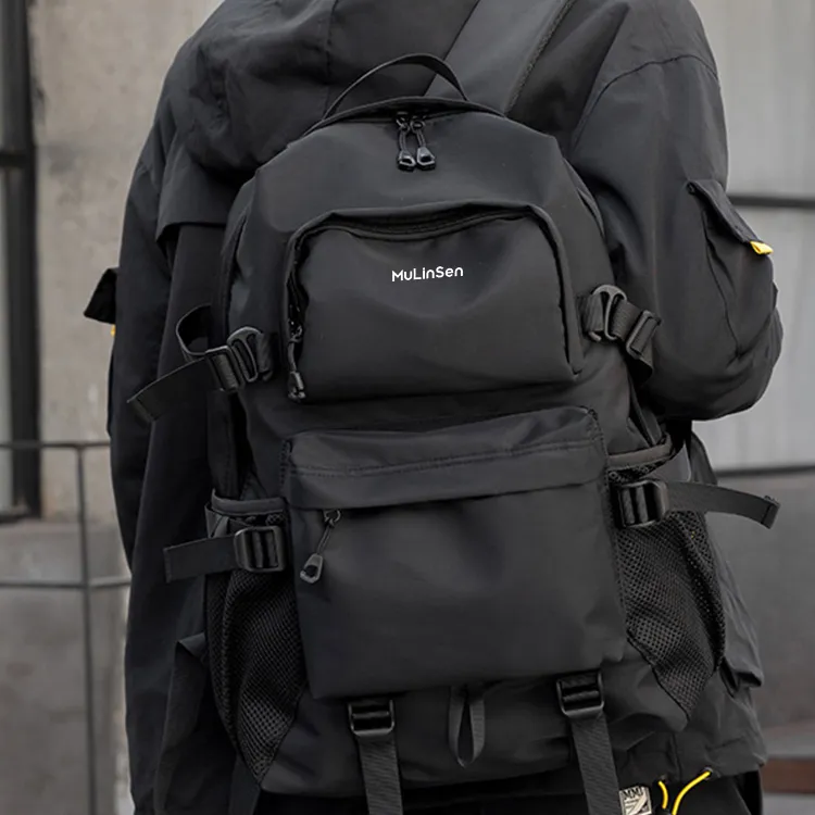 Mulinsen Polyester With Oxford Backpack Unisex Black-3