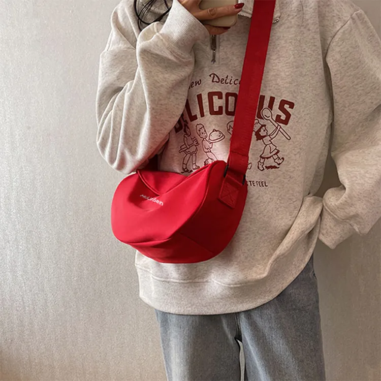 Mulinsen Nylon With Polyester Crossbody Bag, Shoulder Bag Unisex Red/Black-2