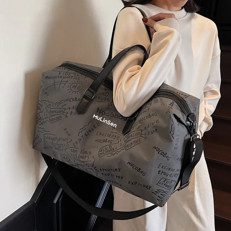 Mulinsen Polyester Travel Bag Unisex Black/Gray/Green-3