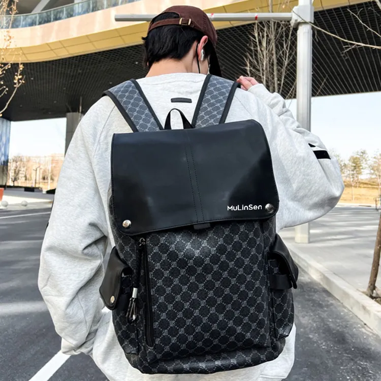 Mulinsen PU Backpack Unisex Pattern Black-3