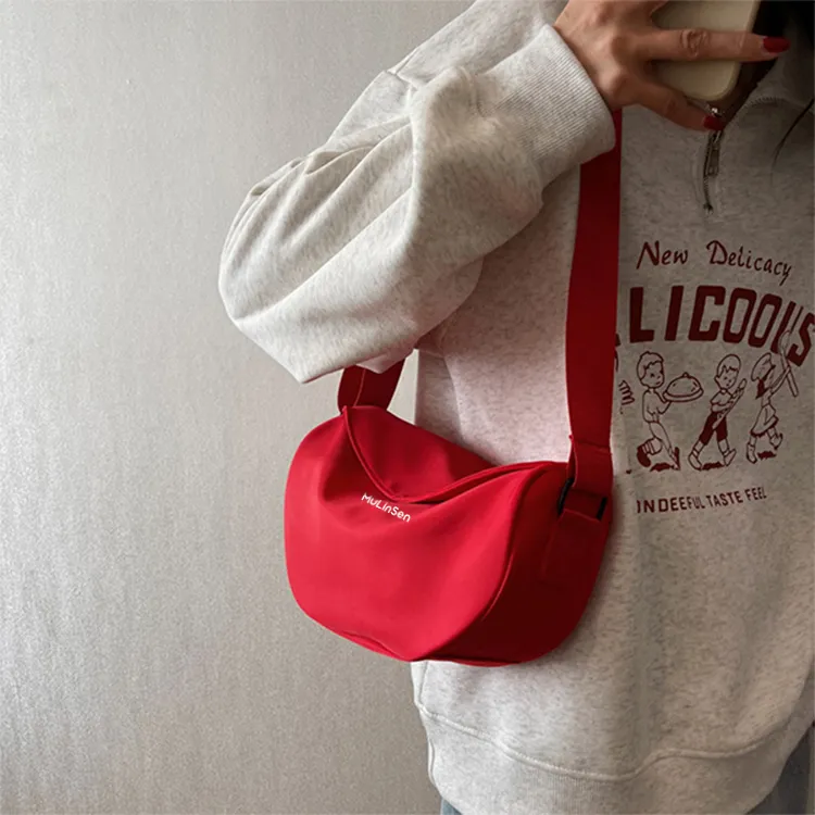 Mulinsen Nylon With Polyester Crossbody Bag, Shoulder Bag Unisex Red/Black-1