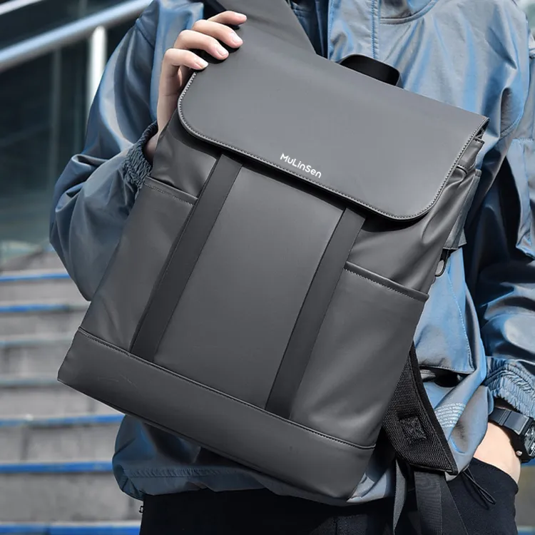 Mulinsen Polyester With PU Backpack Unisex Black/Gray-3