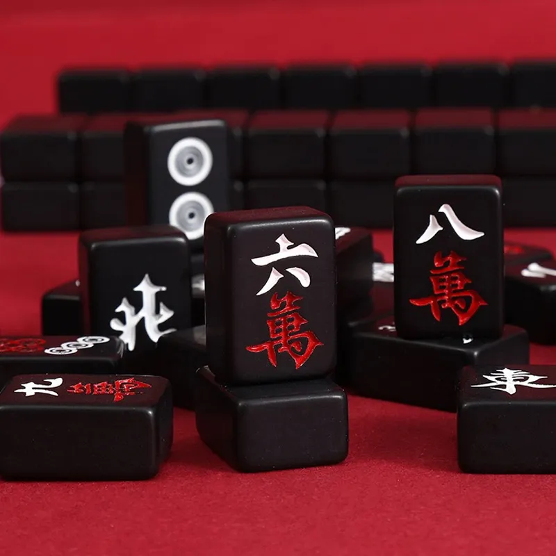 A Little Tide To Play Mini Mahjong, Small Hand Scratched Tiles Fun Dorm & Home Party Board Game-5