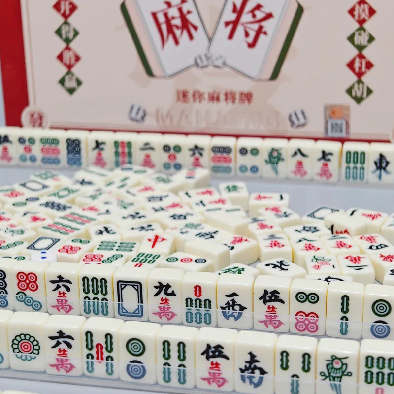 A Little Tide To Play Mini Mahjong, Small Hand Scratched Tiles Fun Dorm & Home Party Board Game-1
