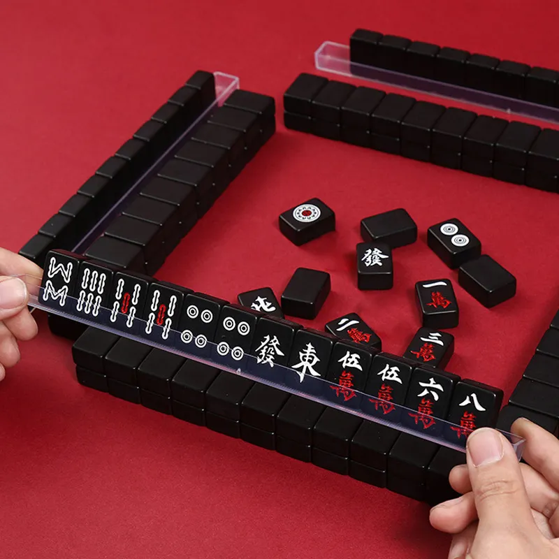 A Little Tide To Play Mini Mahjong, Small Hand Scratched Tiles Fun Dorm & Home Party Board Game-4