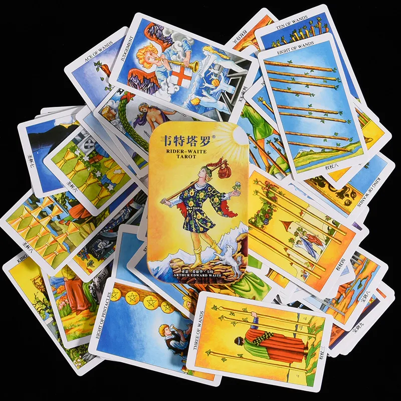 A Little Tide To Play Iron Box Classic Tarot, Portable Mini Full Set, Wite Tarot With Instruction Board Games-3