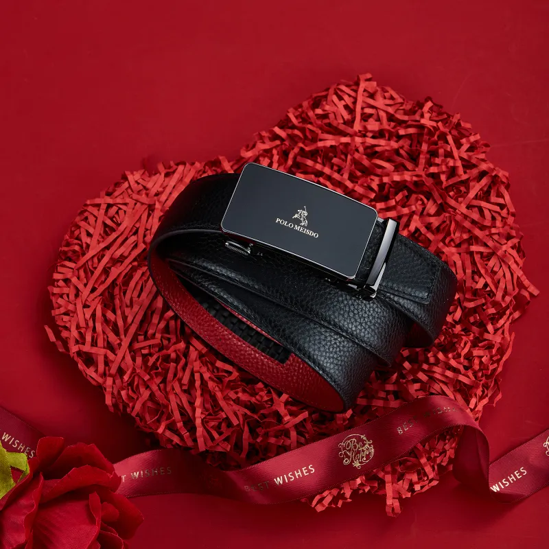 POLOMEISDO Premium High End Luxury Brand Genuine Leather Belt Red Belt Practical Box Men's 3.5cm-2