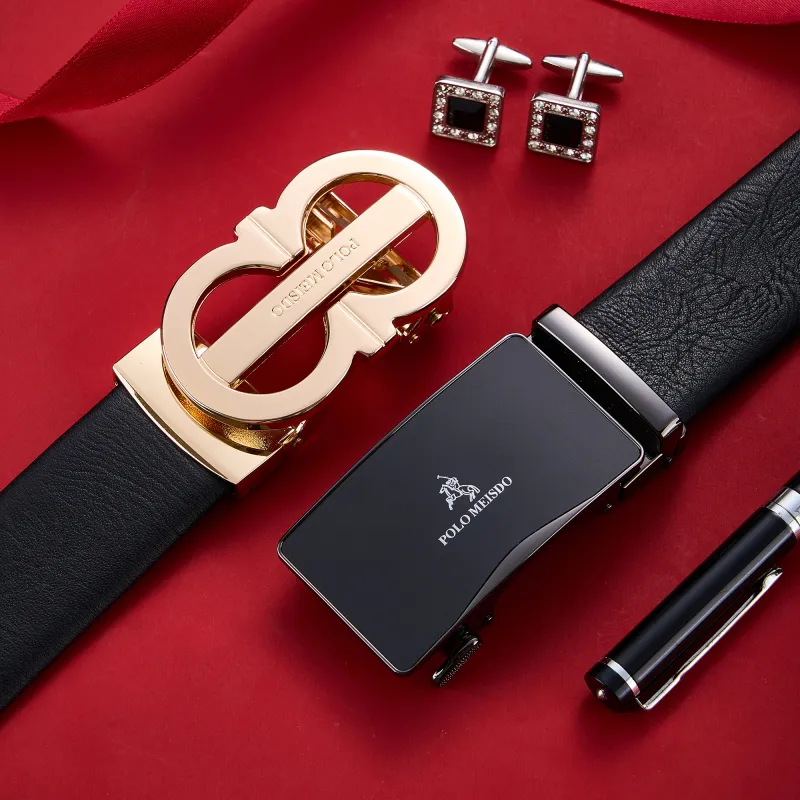 POLOMEISDO Top Grain Cow Leather Belt Men's 3.5cm Greeting Card Contact Customer Service For Writing-6