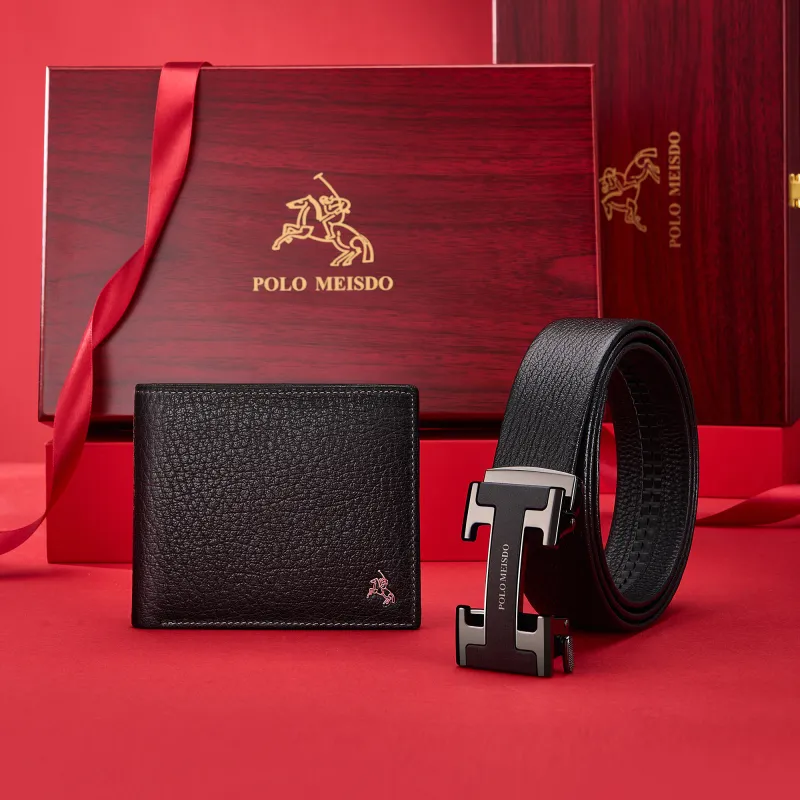POLOMEISDO Top Grain Cow Leather Men's, For Dad Belt Practical Box Men's 3.5cm-3
