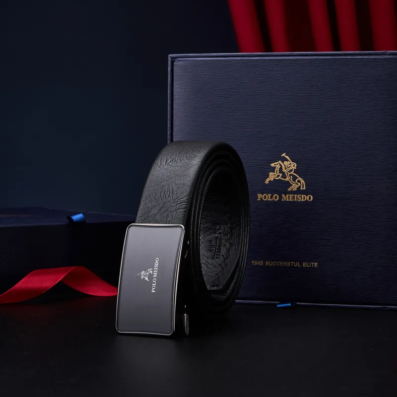 POLOMEISDO Top Grain Cow Leather Practical Belt Box, With Custom Exclusive Greeting Card Men's Width 3.5cm-3