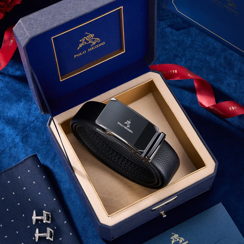 POLOMEISDO High Quality Top Grain Cow Leather Belt Practical Gift, Can Be Written In Greeting Card Men's 3.5cm-1