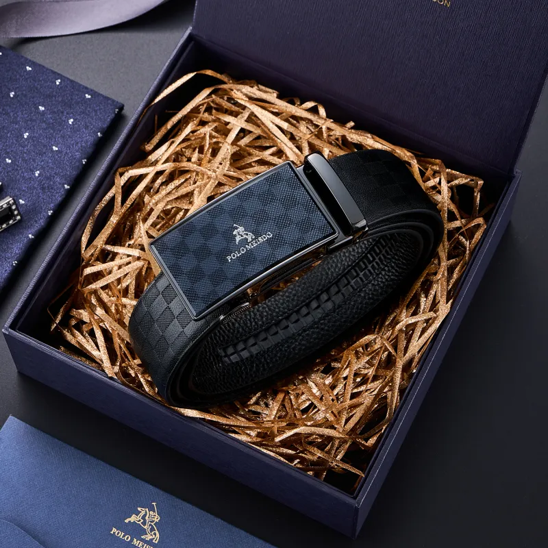 POLOMEISDO Top Grain Cow Leather Belt Practical Men's 3.5cm Greeting Card Contact Customer Service For Writing-2