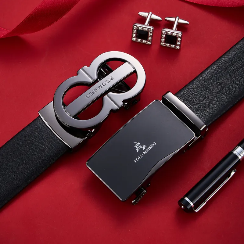 POLOMEISDO Top Grain Cow Leather Belt Men's 3.5cm Greeting Card Contact Customer Service For Writing-2