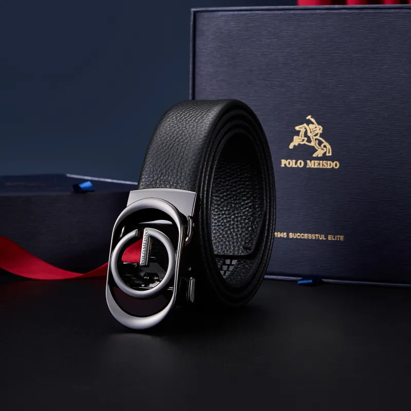 POLOMEISDO High Quality Top Grain Cow Leather Belt Comes With A Customizable Greeting Card For Boyfriend Men's 3.5cm-4