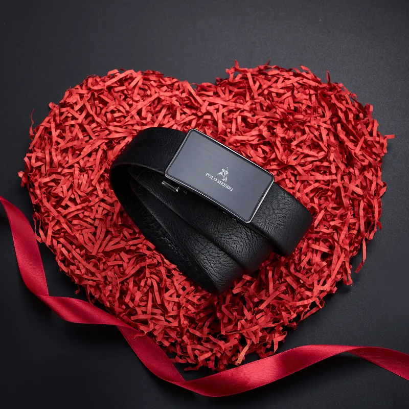 POLOMEISDO Top Grain Cow Leather Practical Belt Box, With Custom Exclusive Greeting Card Men's Width 3.5cm-4