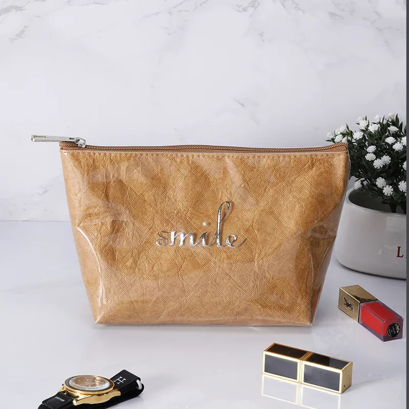 Sweet Pillow House Minimalist Style Portable Large Capacity DuPont Paper Waterproof Zip Closure Makeup Bags-1