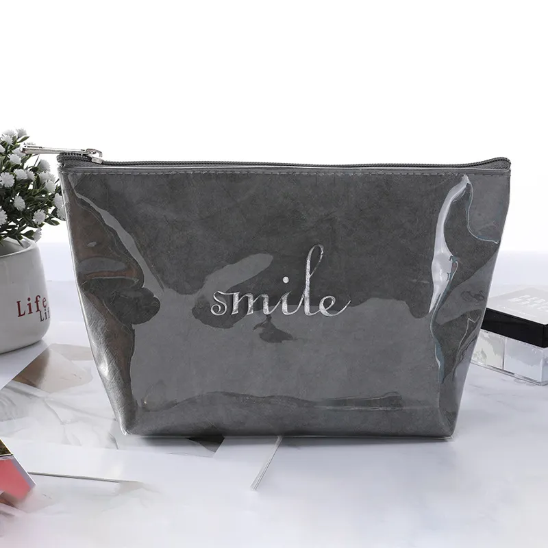 Sweet Pillow House Minimalist Style Portable Large Capacity DuPont Paper Waterproof Zip Closure Makeup Bags-3