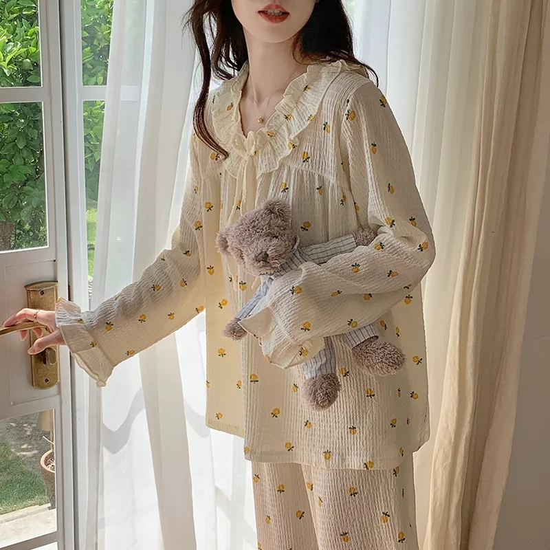 GRACEWELL Pajama Set Women's Champagne Mini Floral-3