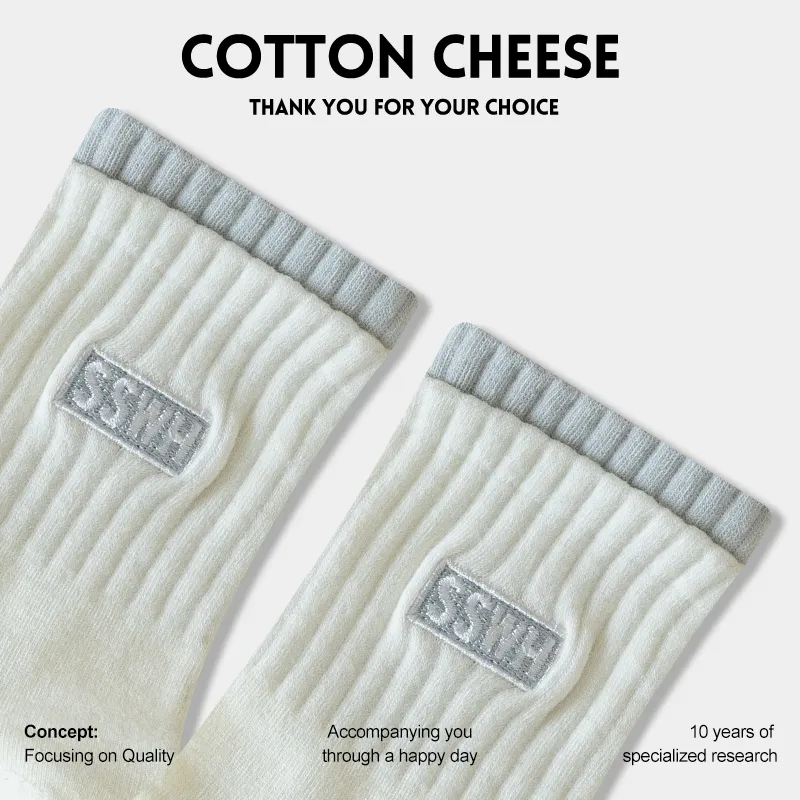 COTTON CHEESE Mid Calf Socks Women's 5 Pack-2