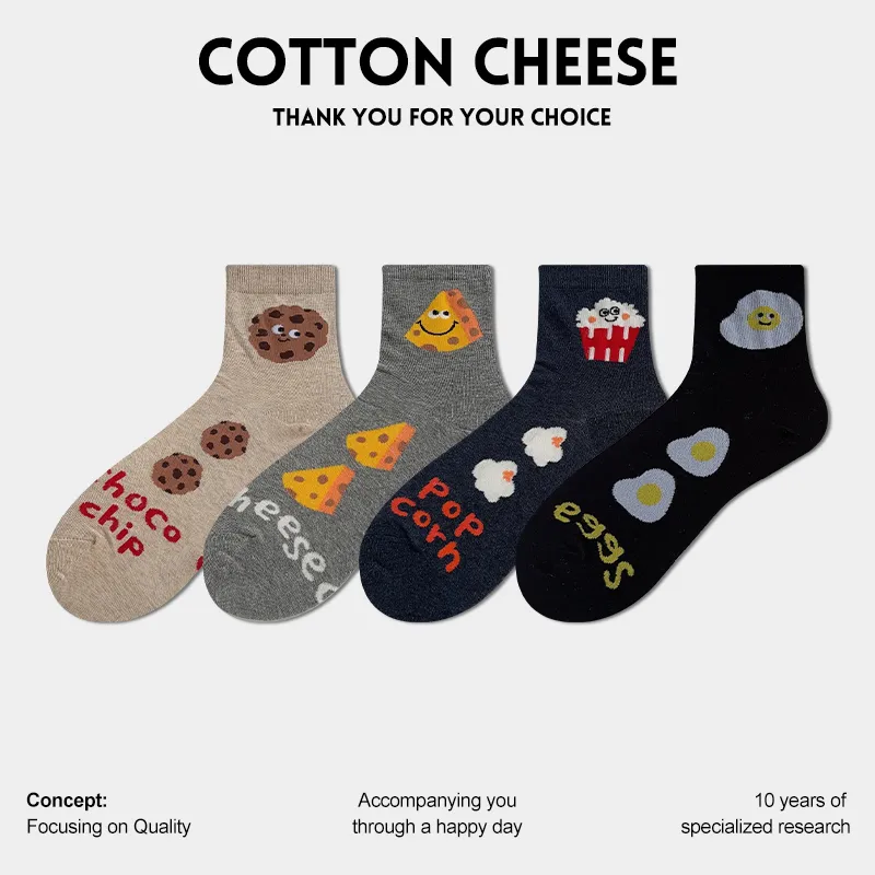 COTTON CHEESE Mid Calf Socks Women's 5 Pack-2