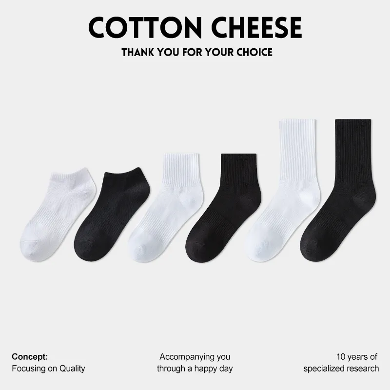 COTTON CHEESE Mid Calf Socks Men's 6 Pack-2